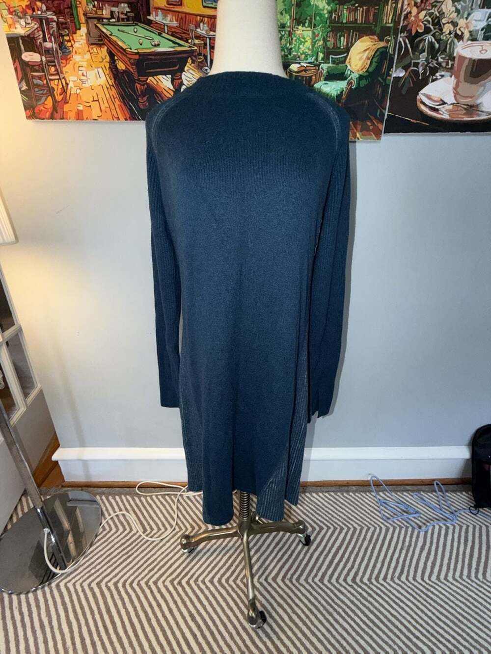 Smartwool Spruce Creek Blue Merino Wool Blend Women's Sweater Dress size L